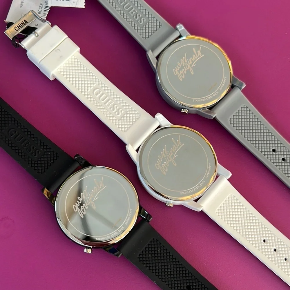 Unisex GUESS Black, Gray, and White Watches Set
